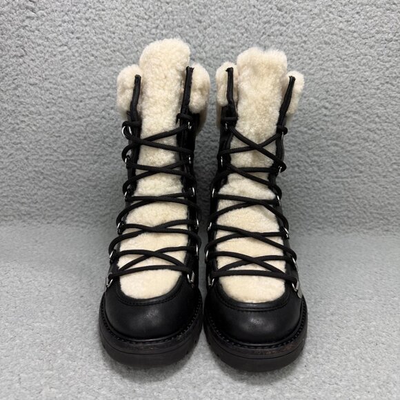 Marc Fisher Boots Womens 6.5 Shoes Black Daven Shearling Hiker Ankle Booties - Picture 4 of 12